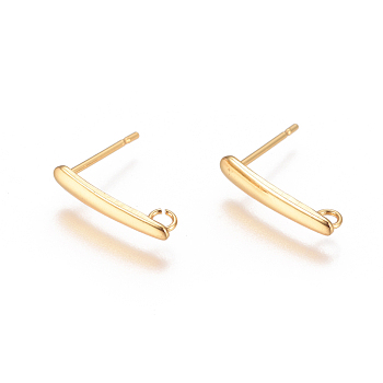 304 Stainless Steel Ear Stud Components, with Loop, Golden, 15x3mm, Hole: 1.8mm, Pin: 0.7mm
