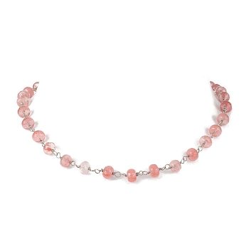 Synthetic Cherry Quartz Glass Necklaces for Women, 16.34 inch(41.5cm)