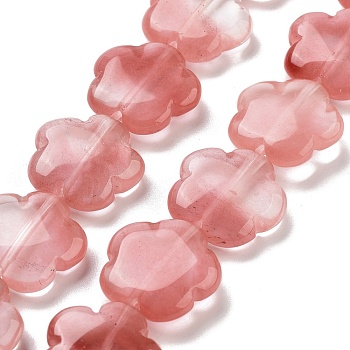 Cherry Quartz Glass Beads Strands, Flower, 20x20x6mm, Hole: 1.4mm, about 20pcs/strand, 14.57~14.96 inch(37~38cm)