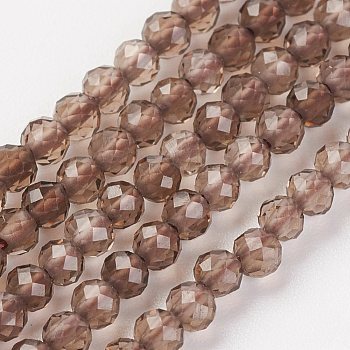 Natural Smoky Quartz Bead Strand, Round, Faceted, 2mm, Hole: 0.5mm, about 164pcs/strand, 15.8 inch(40.2cm)