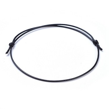 Eco-Friendly Korean Waxed Polyester Cord Bracelet Making, Black, 10-5/8 inch~11 inch(27~28cm), 1mm