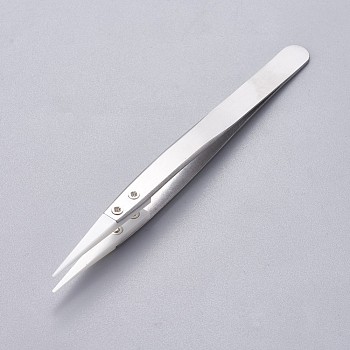 Stainless Steel Beading Tweezers, with Porcelain, Stainless Steel Color, 13~13.1x0.95~1cm