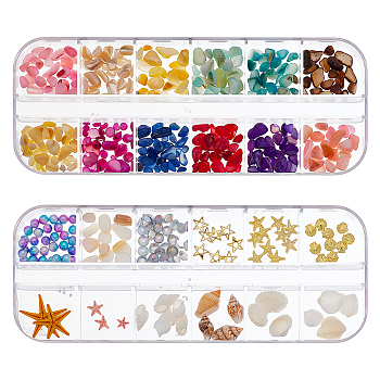 Ocean Theme Nail Decorations Kit, Mixed Color, 3~13x3~14x0.5~6.5mm