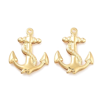 316 Surgical Stainless Steel Pendants, Real 18K Gold Plated, Anchor & Helm, 24x18x3mm, Hole: 1mm