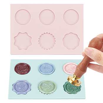 2Pcs 2 Colors Wax Particles Silicone Fixator, Wax Seal Stamp Molds for Retro Seal Stamp Making, Mixed Shapes, Mixed Color, 95x134x4mm, Inner Diameter: 29.5~33x29.5~33mm, 1pc/color