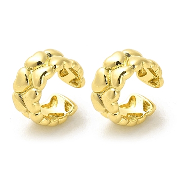 Heart Brass Cuff Earrings for Women, Long-Lasting Plated, Lead Free & Cadmium Free, Real 18K Gold Plated, 13.5x13.5x6.5mm