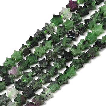 Natural Ruby in Zoisite Beads Strands, Star, 5.5~6x5.5~6x2.5mm, Hole: 1mm, about 76pcs/strand, 15.31~15.35''(38.9~39cm)