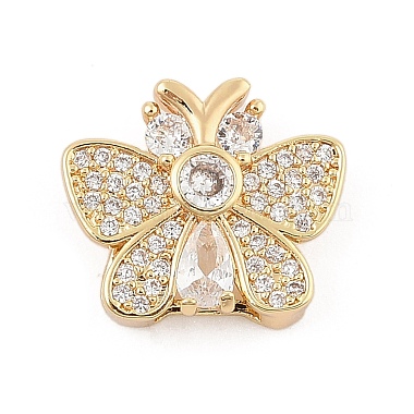 Golden Clear Butterfly Brass+Cubic Zirconia Slide Charms