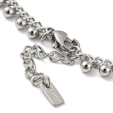 304 Stainless Steel Round Ball Charms Link Chain Bracelets(BJEW-G686-05P)-3