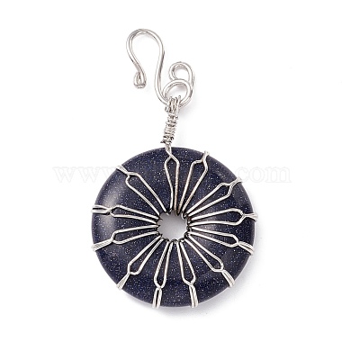 Synthetic Blue Goldstone Big Pendants(G-P459-01P-B)-2