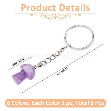 6Pcs 6 Styles Gemstone Keychians(KEYC-FH00006)-2