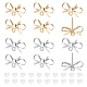 12個 2 色の蝶結び真鍮スタッドイヤリングファインディング(KK-BC0013-31)-1