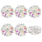 6Pcs 1-Hole Alloy Rhinestone Shank Buttons, with Glass, Flower, Crystal AB, 27.5x9.5mm, Hole: 1.4mm(BUTT-GA0001-15A)