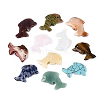Natural & Synthetic Mixed Gemstone Pendants, Dolphin Charms, 29~31x27~33x6.5~8.5mm, Hole: 1.8~2mm(G-Q608-04)