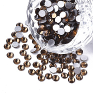 Glass Flat Back Rhinestone Cabochons, Back Plated, Faceted Half Round, Smoked Topaz, SS16, 3.8~4x1.5mm, about 1440pcs/bag(RGLA-S002-16SS-21)