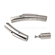 Smooth Surface 304 Stainless Steel Bayonet Clasps, Tube, Stainless Steel Color, 30x5mm, Hole: 3mm(STAS-N002-02-3mm)