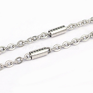 3.28 Feet 304 Stainless Steel Cable Chains, with Column Connectors, Unwelded, Flat Oval, Stainless Steel Color, 3x0.8x3.8mm(X-CHS-L001-87B)