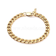 Woman's 304 Stainless Steel Cuban Link Chain Bracelets, with Lobster Claw Clasps, Golden, 7-7/8 inch(20cm), 7mm(X-BJEW-JB05611-01)
