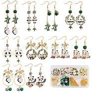 DIY Panda Theme Earring Making Kit, Including Alloy Enamel Pendants & Links Connectors, Glass Beads, Brass Linking Rings & Earring Hooks, Mixed Color, 156Pcs/box(DIY-SC0023-69)