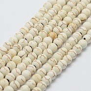 Synthetic Magnesite Bead Strands, Round, 4mm, Hole: 1mm, about 100pcs/strand, 14 inch(X-G-P228-43-4mm)