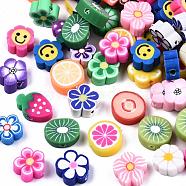 Handmade Polymer Clay Beads, Mixed Shape, Mixed Color, 8~11x8~11x4mm, 100pcs/bag(CLAY-Q244-08)