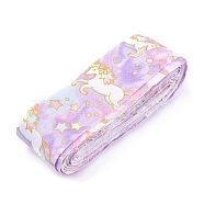 Japanese Kimono Style Floral Cotton Ribbon, Single Printed, for DIY Hair Bow, Headwear, Handmade Trim, Lilac, 1-1/2 inch(40mm), about 10yards/roll(9.14m/roll)(OCOR-I008-01B-12)