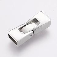 304 Stainless Steel Fold Over Clasps, Rectangle, Stainless Steel Color, 26x9.5x6mm, Hole: 4x8mm(STAS-F122-46P)