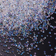 3D Nail Art Decoration Mini Glass Beads, AB-Color Plated, Tiny Caviar Nail Beads, Clear, 0.6~0.8mm, 50g/box(MRMJ-PJ0001-01)