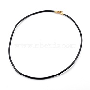Leather Cord Necklace Making, with 304 Stainless Steel Lobster Claw Clasps, Golden, Black, 18.4 inch(46.8cm), 3mm(MAK-L018-06B-01)