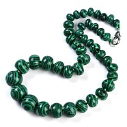 Synthetic Malachite Rondelle Graduated Beaded Necklaces for Women Men, 19.49 inch(49.5cm)(NJEW-K388-02K)