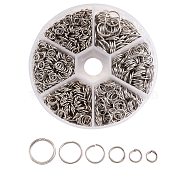 1600 pcs Iron Open Jump Rings, Metal Connectors for DIY Jewelry Crafting and Keychain Accessories, Nickel Free, Platinum, 18~21 Gauge, 4~10x0.7~1mm, Inner Diameter: 2.6~8mm, about 1600pcs/box(IFIN-MSMC010-04P-NF)