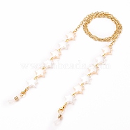 Eyeglasses Chains, Neck Strap for Eyeglasses, with Aluminium Cable Chains, Acrylic Imitation Pearl Star Beads, Zinc Alloy Lobster Claw Clasps and Rubber Loop Ends, Golden, 27.16 inch(69cm)(AJEW-EH00282)