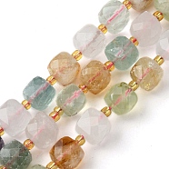 Natural Colorful Quartz Beads Strands, with Seed Beads, Faceted Cube, 8~9x8~9x8~9mm, Hole: 0.9~1mm, about 35~39pcs/strand, 14.80''~15.16''(37.6~38.5cm)(G-Q010-A26-01)