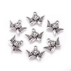 Tibetan Style Alloy Pendants, Cadmium Free & Lead Free, Angel, Antique Silver, 14.5x20x3mm, Hole: 1.5mm(TIBEP-R195-AS-LF)