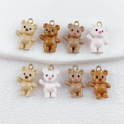 Alloy Enamel Pendants, Golden, Bear Charms, Mixed Color, 18.5x12.5x8mm, Hole: 1.6mm(FIND-G101-10G)