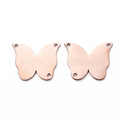 PVD Vacuum Plating 304 Stainless Steel Chandelier Components Links Manual Polishing, Butterfly, Rose Gold, 12x15x1mm, Hole: 1mm(STAS-G215-18RG)