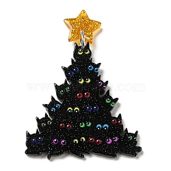 Christmas Themed  Acrylic Pendants, with Iron Findings, Christmas Tree, 51x38x2mm, Hole: 1.2mm(X-SACR-P023-B04)