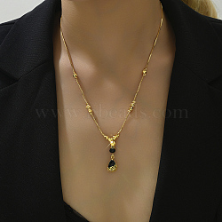 Vintage Brass Teardrop Pendant Necklace for Women, Stylish and Elegant, Real 18K Gold Plated, 18.90 inch(48cm)(TD2173)