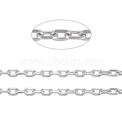 3.28 Feet 304 Stainless Steel Cable Chains, Diamond Cut Chains, Soldered, Faceted, Oval, Stainless Steel Color, 1.5x1x0.3mm(X-CHS-D004-01P)
