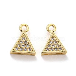 Rack Plating Brass Micro Pave Cubic Zirconia Charms, 
Long-Lasting Plated, Cadmium Free & Lead Free, Triangle, Golden, 9.5x7.5x3mm, Hole: 1.2mm(KK-C038-07G)