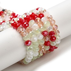 Glass Beads Strands, Faceted, Rondelle, Red, 6x5mm, Hole: 1mm, about 85~88pcs/strand, 16.1~16.5 inch(41~42cm)(EGLA-A034-M6mm-57)