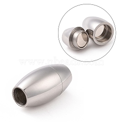 304 Stainless Steel Magnetic Clasps with Glue-in Ends, Oval, Stainless Steel Color, 17x10mm(STAS-E006-9)