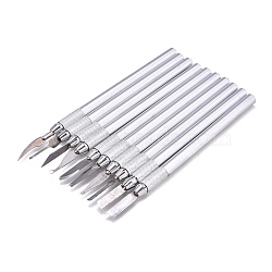 Wax Carving Knife Kit, Clay Sculpting, Carving Modeling Tool, Stainless Steel Color, 145~153x8mm, 10pcs/set(TOOL-L010-008)