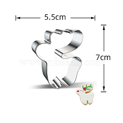 430 Stainless Steel Cookie Cutters, Cookies Moulds, DIY Biscuit Baking Tool, Christmas Reindeer/Stag, Stainless Steel Color, 70x55x25mm(BAKE-PW0007-010M)