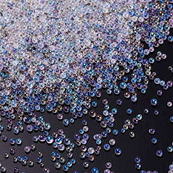 3D Nail Art Decoration Mini Glass Beads, AB-Color Plated, Tiny Caviar Nail Beads, Clear, 0.6~0.8mm, 50g/box(MRMJ-PJ0001-01)