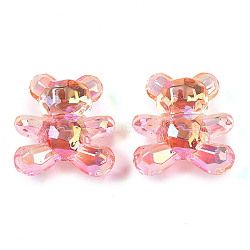 Gradient Color Transparrent Acrylic Eoropean Beads, Large Hole Beads, Bear, Light Coral, 32.2x30.4x15.4mm, Hole: 4.2mm(OACR-P024-01-02)