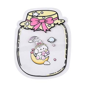 Cartoon Rabbit Bottle Shaped Transparent Plastic Packaging Resealable Bags, Top Self Seal Pouches, Lemon Chiffon, 17x13x0.15cm, Unilateral Thickness: 2.9 Mil(0.075mm)