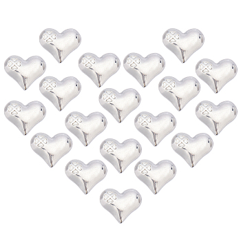 Unicraftale 304 Stainless Steel Beads, No Hole/Untrilled, Heart with Clover, Stainless Steel Color, 13x15x5mm, 20pcs/box