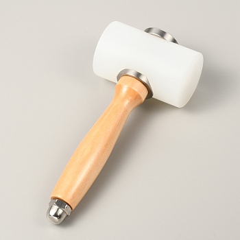 Stainless Steel Leathercraft Hammer, Double-end, with Nylon Hammer Head, BurlyWood, 19x7.95cm