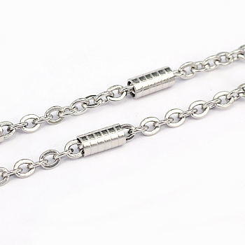 3.28 Feet 304 Stainless Steel Cable Chains, with Column Connectors, Unwelded, Flat Oval, Stainless Steel Color, 3x0.8x3.8mm